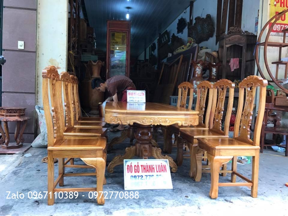 Bộ Bàn Ghế Ăn Gỗ Gụ Mẫu Cờ Bạc. Khách Quảng Ninh: