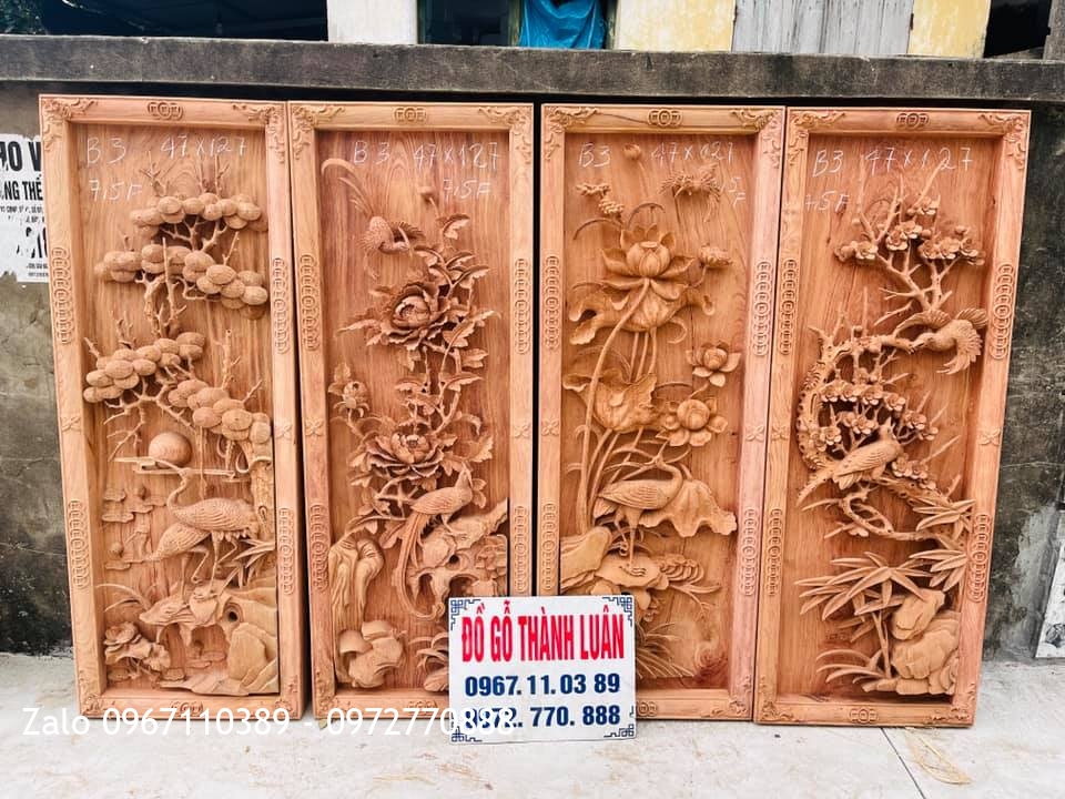 Báo Giá 15 Bộ Tranh Tứ Quý Gỗ Hương Mẫu Mới 2021