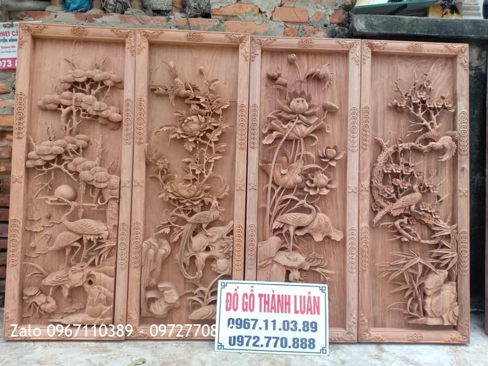 Báo Giá 15 Bộ Tranh Tứ Quý Gỗ Hương Mẫu Mới 2021,