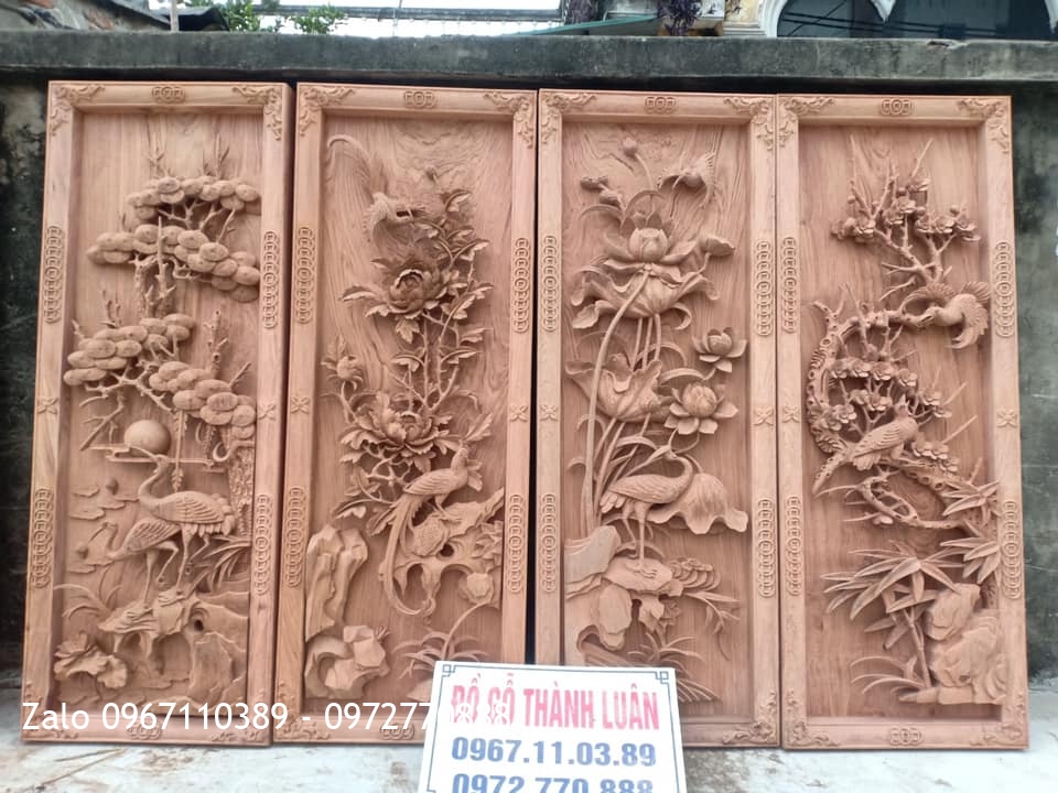 Báo Giá 15 Bộ Tranh Tứ Quý Gỗ Hương Mẫu Mới 2021,