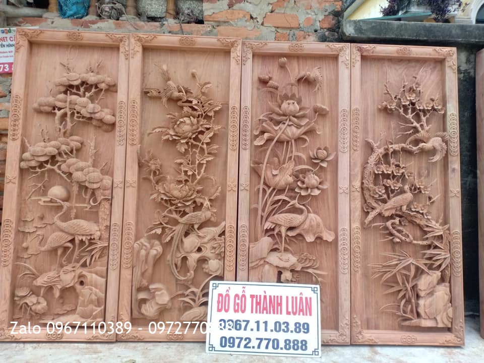 Báo Giá 15 Bộ Tranh Tứ Quý Gỗ Hương Mẫu Mới 2021,