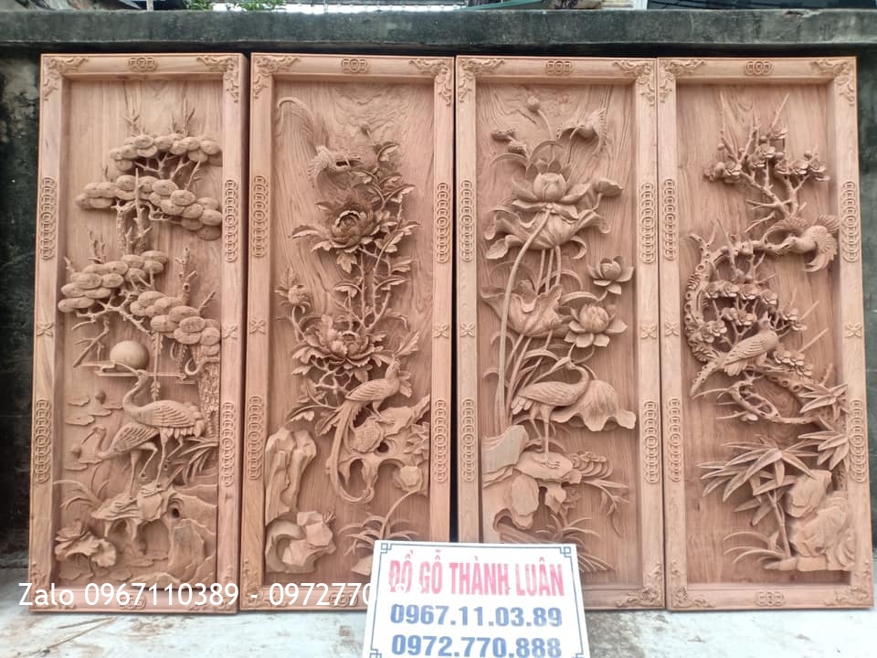 Báo Giá 15 Bộ Tranh Tứ Quý Gỗ Hương Mẫu Mới 2021;