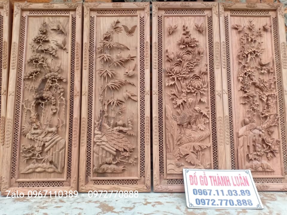 Báo Giá 15 Bộ Tranh Tứ Quý Gỗ Hương Mẫu Mới 2021;