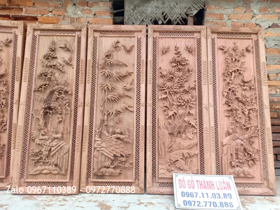 Báo Giá 15 Bộ Tranh Tứ Quý Gỗ Hương Mẫu Mới 2021;