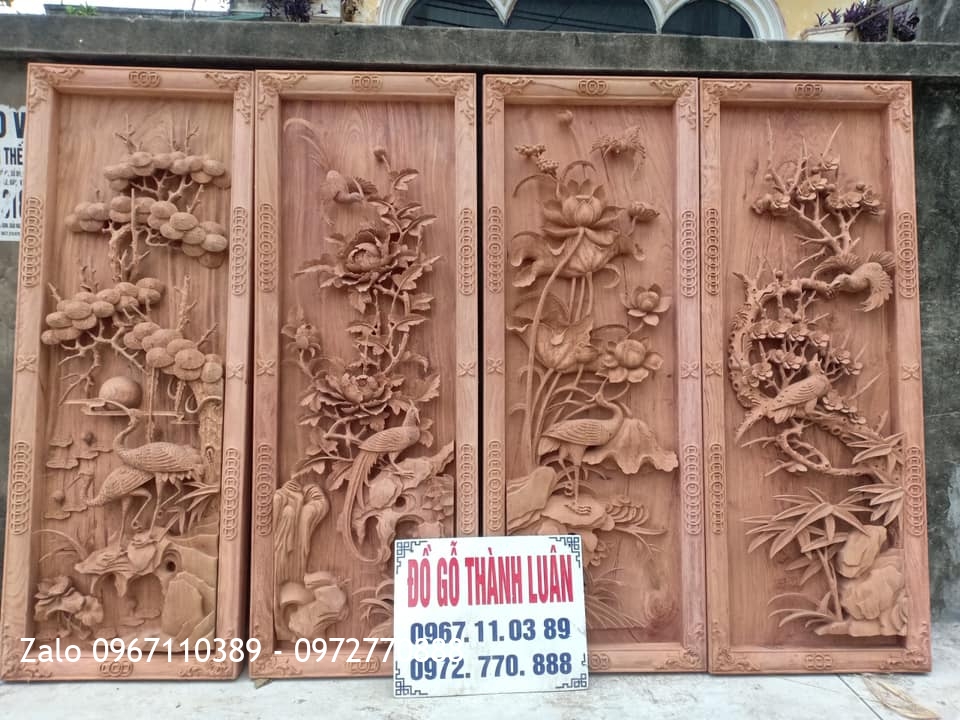 Báo Giá 15 Bộ Tranh Tứ Quý Gỗ Hương Mẫu Mới 2021;
