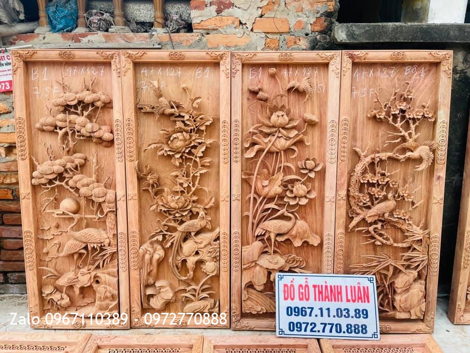 Báo Giá 15 Bộ Tranh Tứ Quý Gỗ Hương Mẫu Mới 2021.
