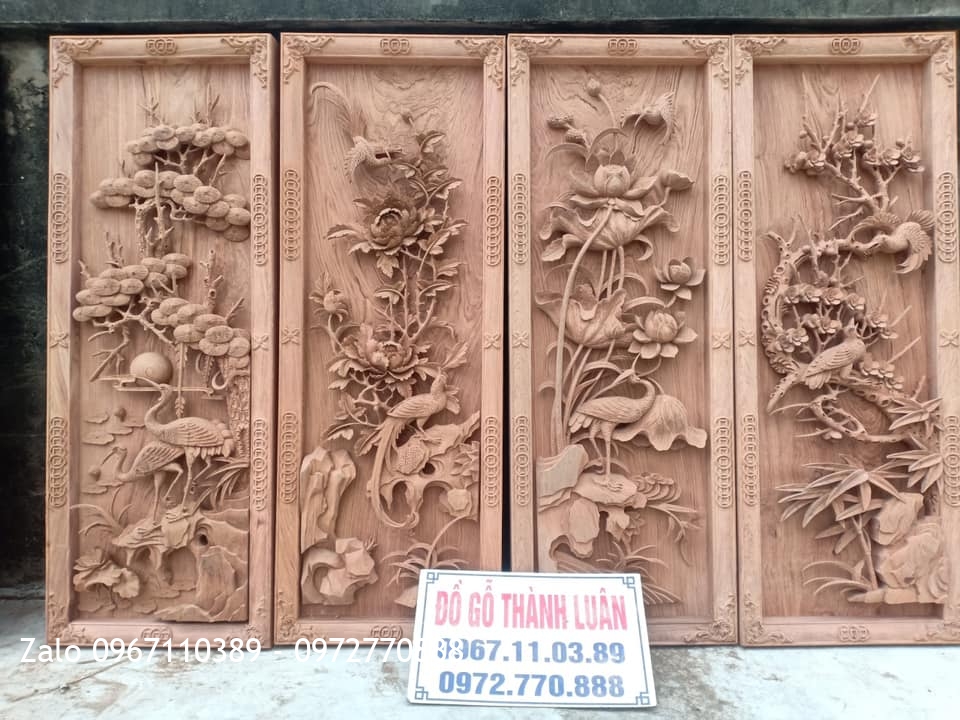Báo Giá 15 Bộ Tranh Tứ Quý Gỗ Hương Mẫu Mới 2021.,
