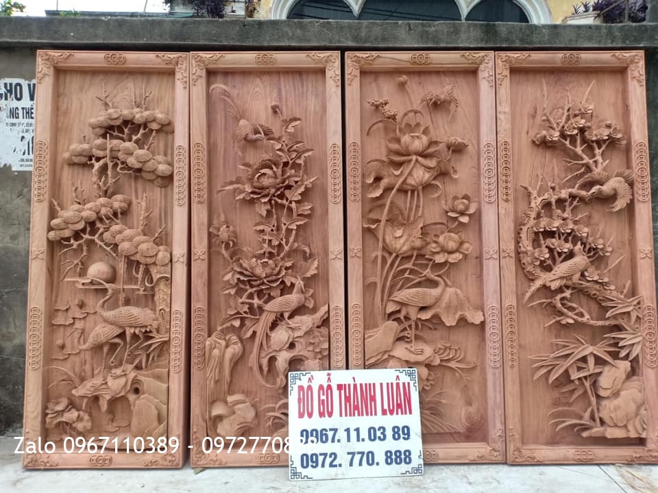 Báo Giá 15 Bộ Tranh Tứ Quý Gỗ Hương Mẫu Mới 2021.: