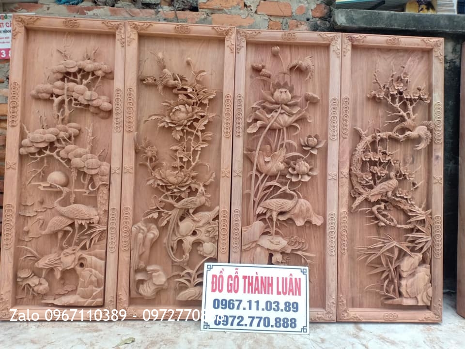 Báo Giá 15 Bộ Tranh Tứ Quý Gỗ Hương Mẫu Mới 2021.:.