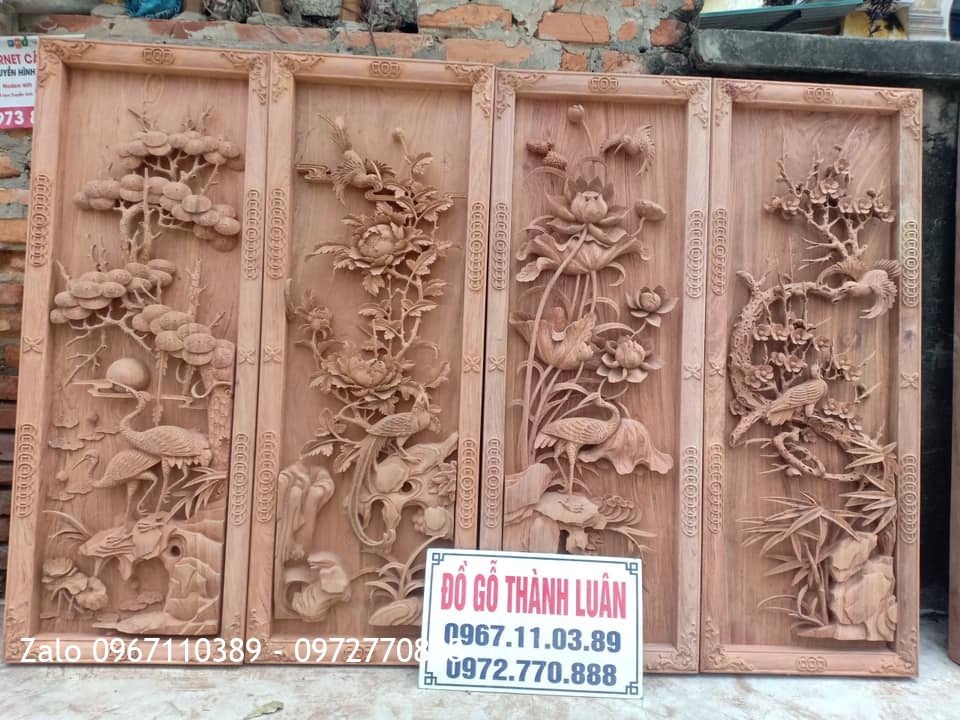 Báo Giá 15 Bộ Tranh Tứ Quý Gỗ Hương Mẫu Mới 2021.:.