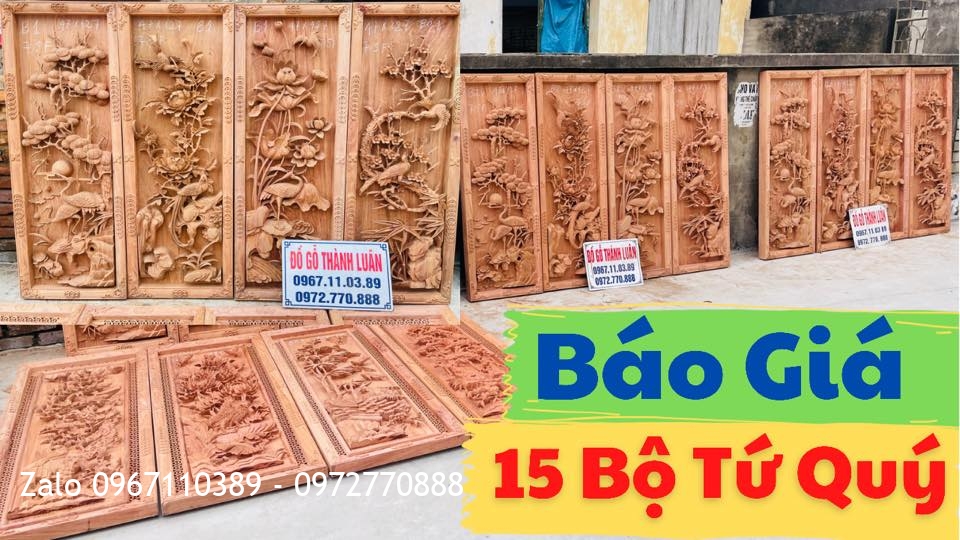 Báo Giá 15 Bộ Tranh Tứ Quý Gỗ Hương Mẫu Mới 2021