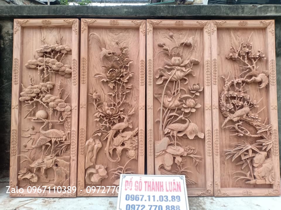 Báo Giá 15 Bộ Tranh Tứ Quý Gỗ Hương Mẫu Mới 2021:.