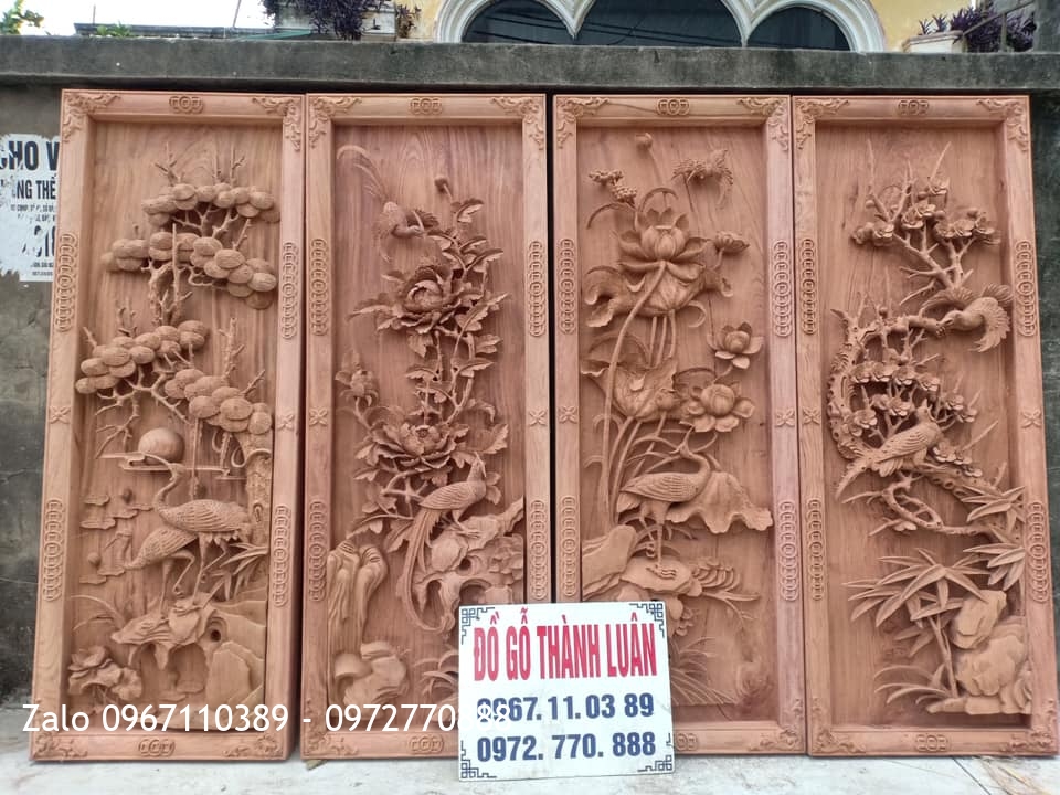 Báo Giá 15 Bộ Tranh Tứ Quý Gỗ Hương Mẫu Mới 2021:.