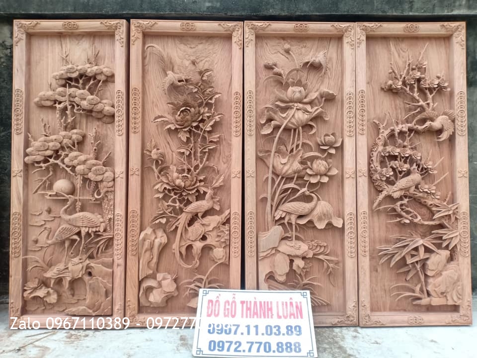 Báo Giá 15 Bộ Tranh Tứ Quý Gỗ Hương Mẫu Mới 2021:.