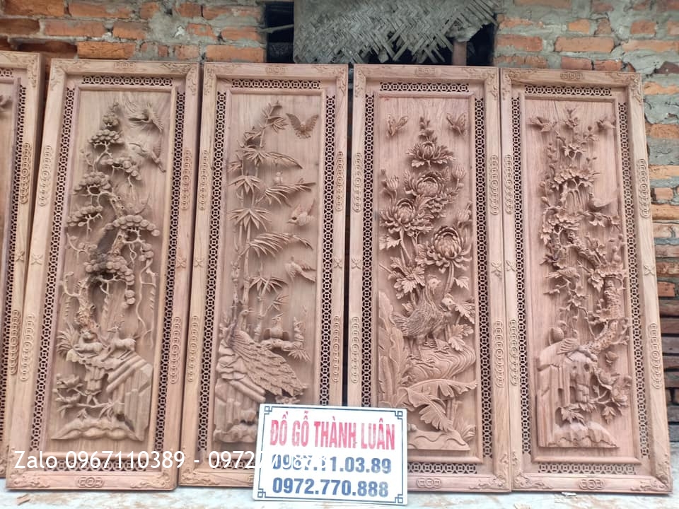 Báo Giá 15 Bộ Tranh Tứ Quý Gỗ Hương Mẫu Mới 2021::.