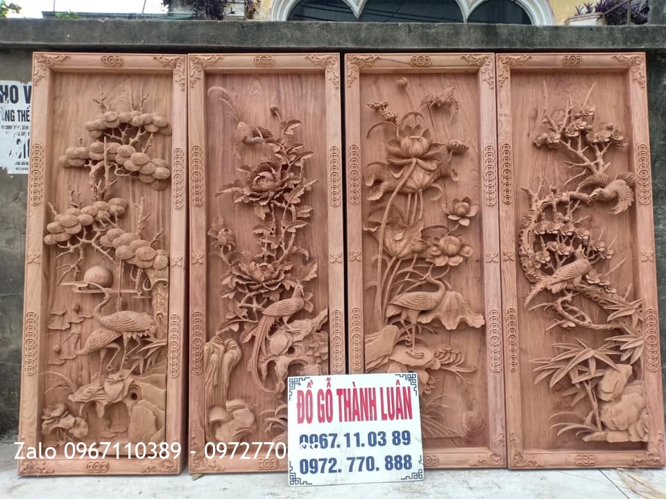 Báo Giá 15 Bộ Tranh Tứ Quý Gỗ Hương Mẫu Mới 2021::.