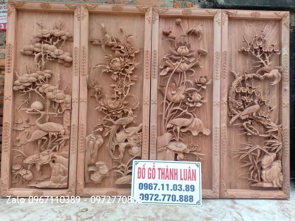 Báo Giá 15 Bộ Tranh Tứ Quý Gỗ Hương Mẫu Mới 2021::