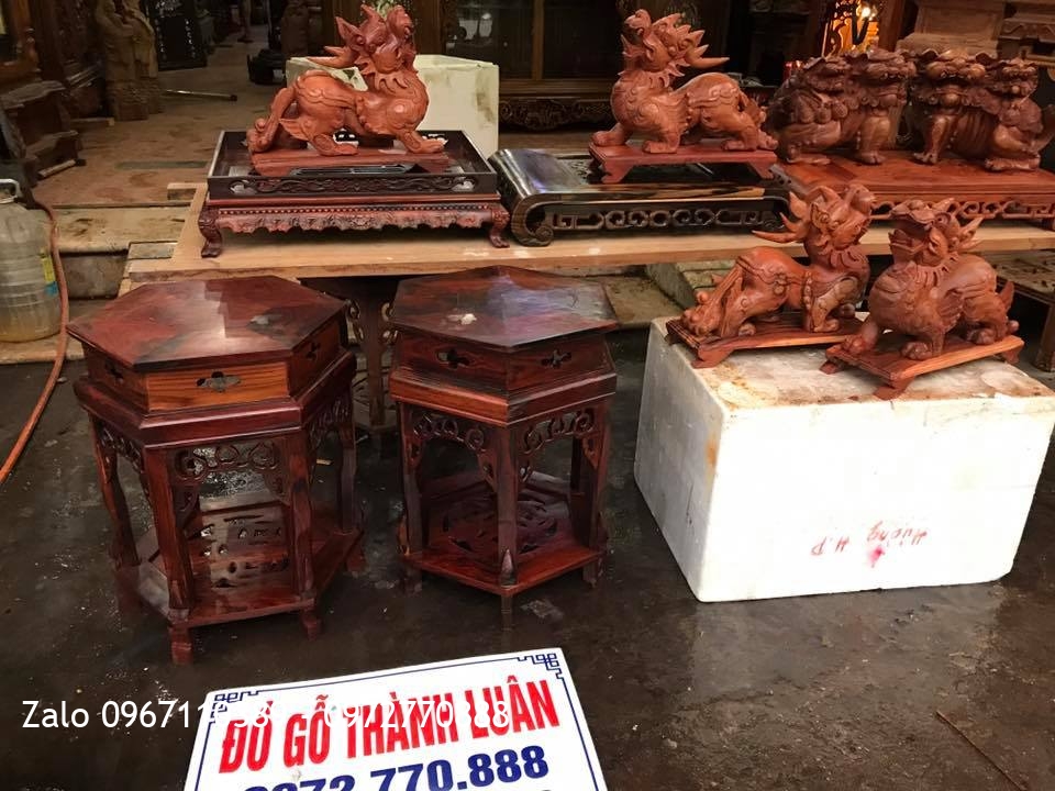 Khay Trà Gỗ Trắc Và Kỳ Lân Mẫu Tử Gỗ Hương Tỳ Hưu Phong Thuỷ. Khách Miền Nam,
