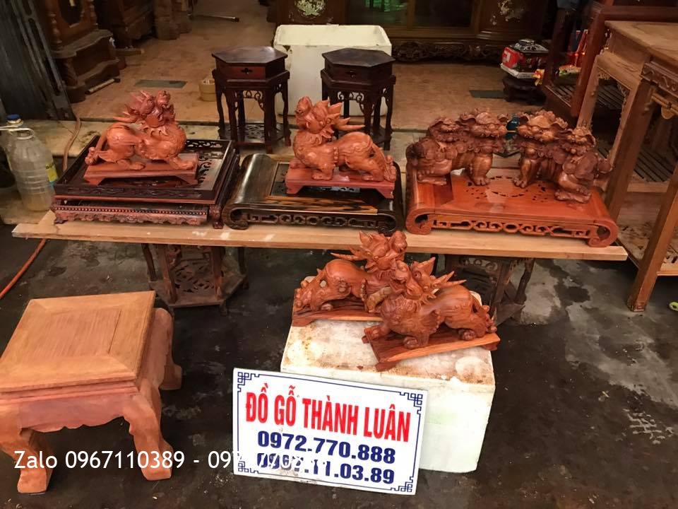 Khay Trà Gỗ Trắc Và Kỳ Lân Mẫu Tử Gỗ Hương Tỳ Hưu Phong Thuỷ. Khách Miền Nam,