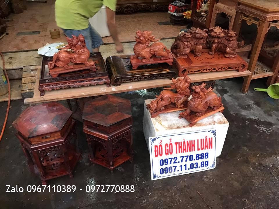 Khay Trà Gỗ Trắc Và Kỳ Lân Mẫu Tử Gỗ Hương Tỳ Hưu Phong Thuỷ. Khách Miền Nam,