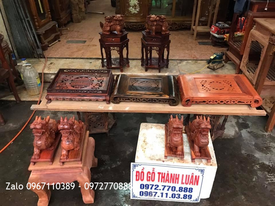 Khay Trà Gỗ Trắc Và Kỳ Lân Mẫu Tử Gỗ Hương Tỳ Hưu Phong Thuỷ. Khách Miền Nam.