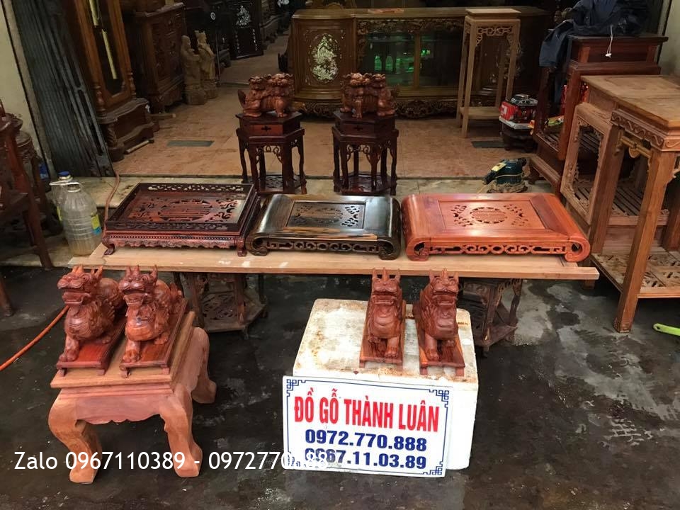 Khay Trà Gỗ Trắc Và Kỳ Lân Mẫu Tử Gỗ Hương Tỳ Hưu Phong Thuỷ. Khách Miền Nam.