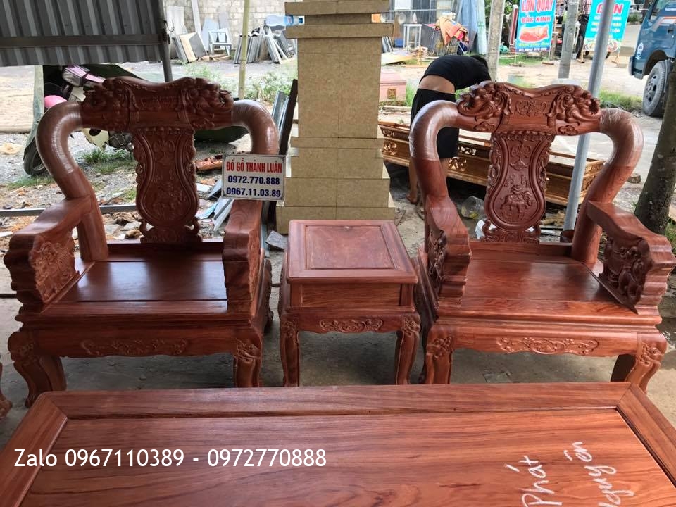 Bộ Ghế Minh Quốc Voi Gỗ Cẩm Lai C12.10 Món VIP. Khách Thái Nguyên.