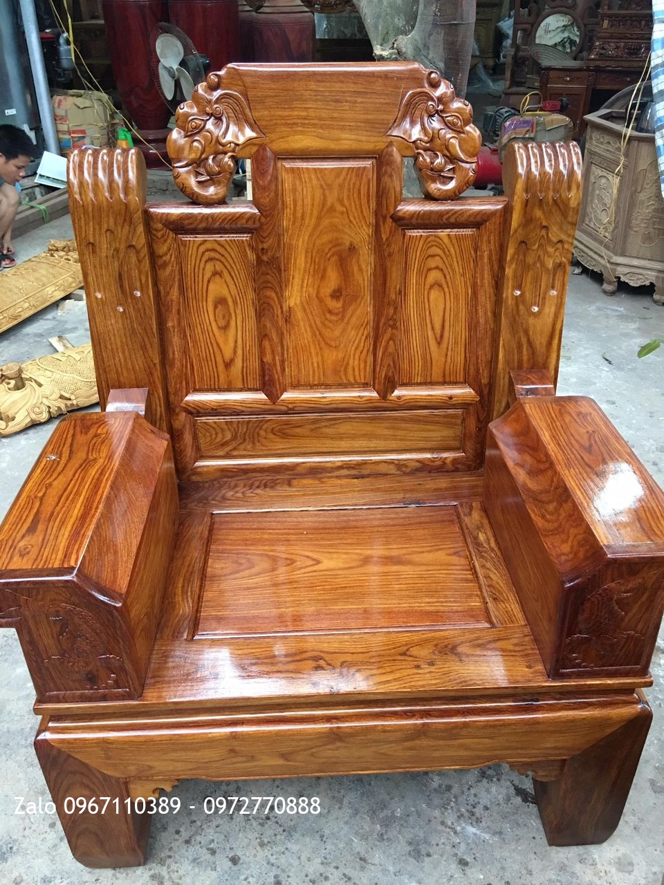 Bộ ghế Như Ý Voi Tay Hộp Gỗ Hương Vân VÍP. A Điếng Quy Nhơn Bình Định