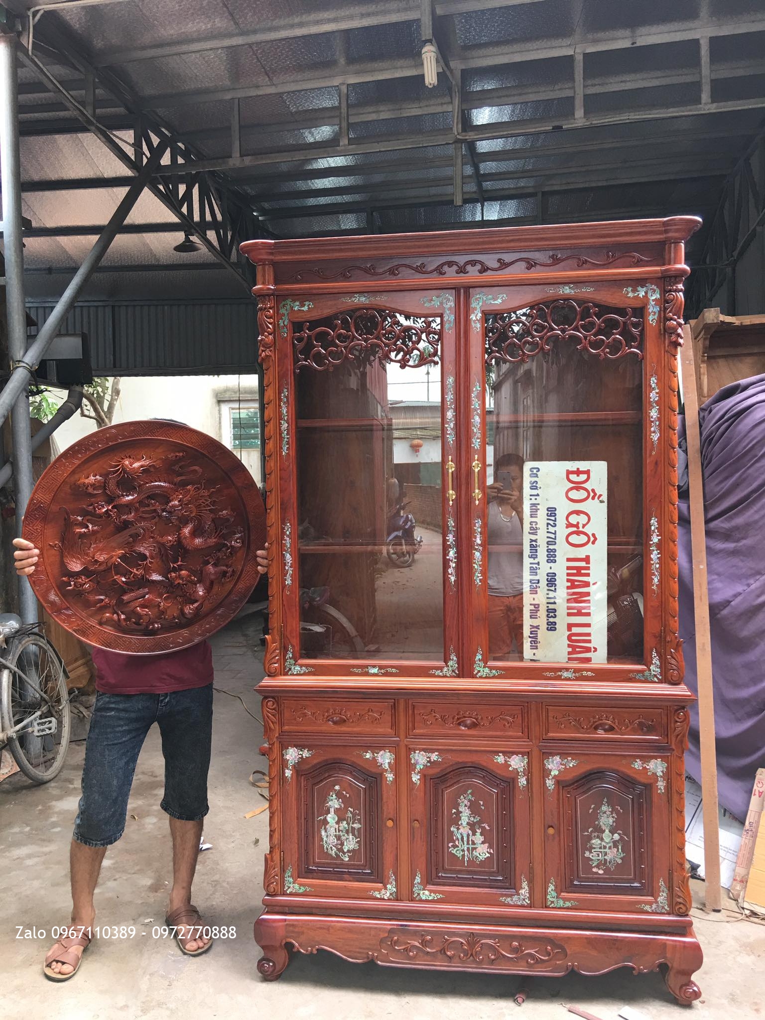 Tủ Rượu, Đĩa Tứ Linh Gỗ Hương VIP. Chú Thịnh Sóc Sơn HN