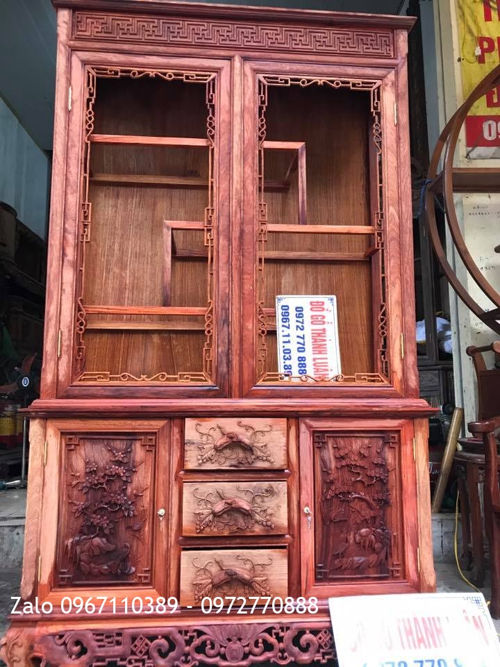 Tủ Rượu (Tủ Bày Đồ) Gỗ Hương Đỏ Lào Siêu Vip.