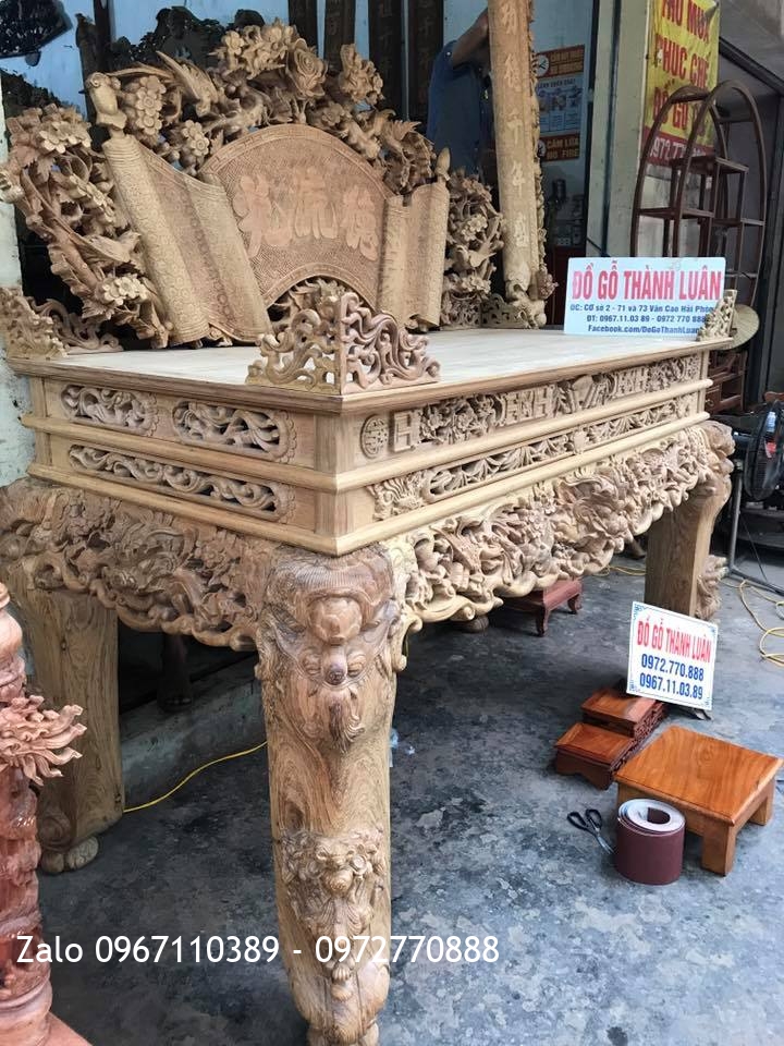 Sập Thờ Gỗ Gụ Tứ Linh Hoá Mai,