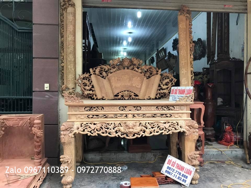 Sập Thờ Gỗ Gụ Tứ Linh Hoá Mai,