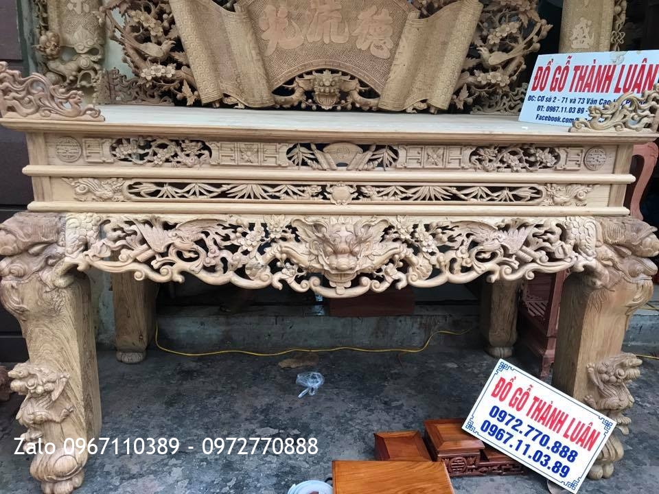 Sập Thờ Gỗ Gụ Tứ Linh Hoá Mai.