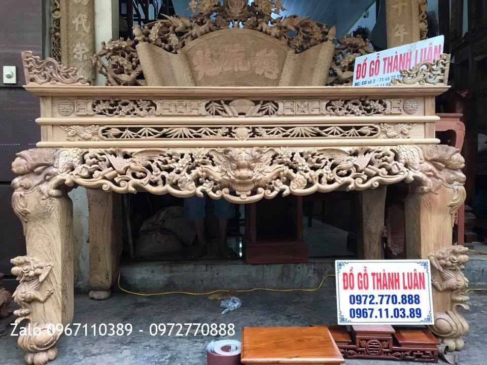 Sập Thờ Gỗ Gụ Tứ Linh Hoá Mai.,