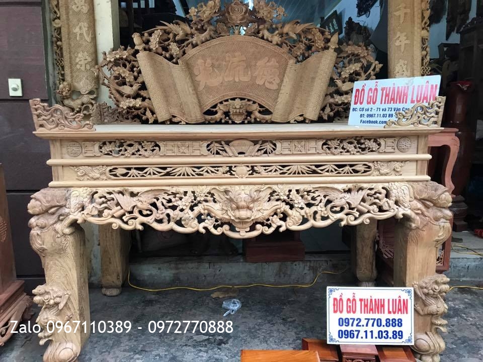 Sập Thờ Gỗ Gụ Tứ Linh Hoá Mai.,