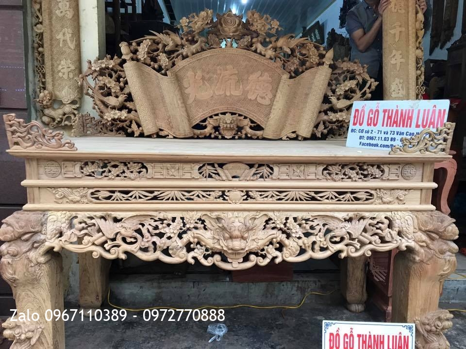 Sập Thờ Gỗ Gụ Tứ Linh Hoá Mai..