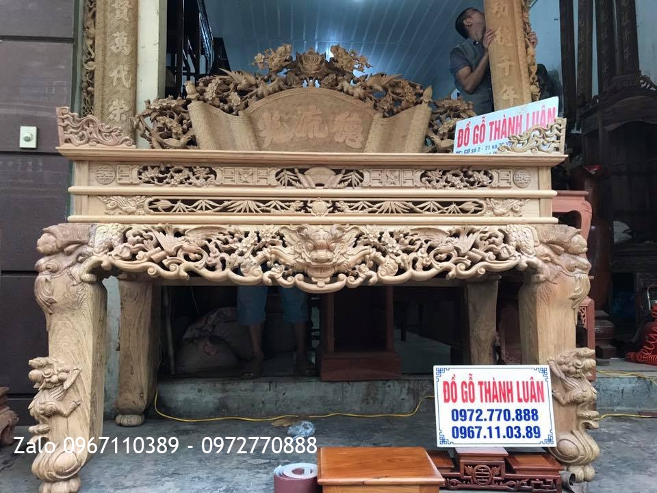 Sập Thờ Gỗ Gụ Tứ Linh Hoá Mai..