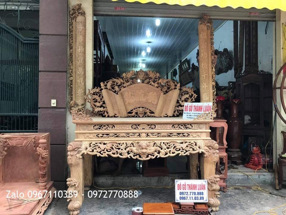 Sập Thờ Gỗ Gụ Tứ Linh Hoá Mai.: