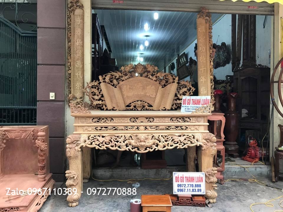 Sập Thờ Gỗ Gụ Tứ Linh Hoá Mai.:.