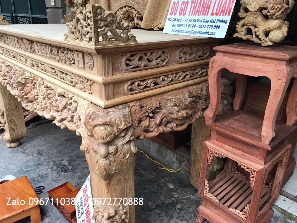 Sập Thờ Gỗ Gụ Tứ Linh Hoá Mai: