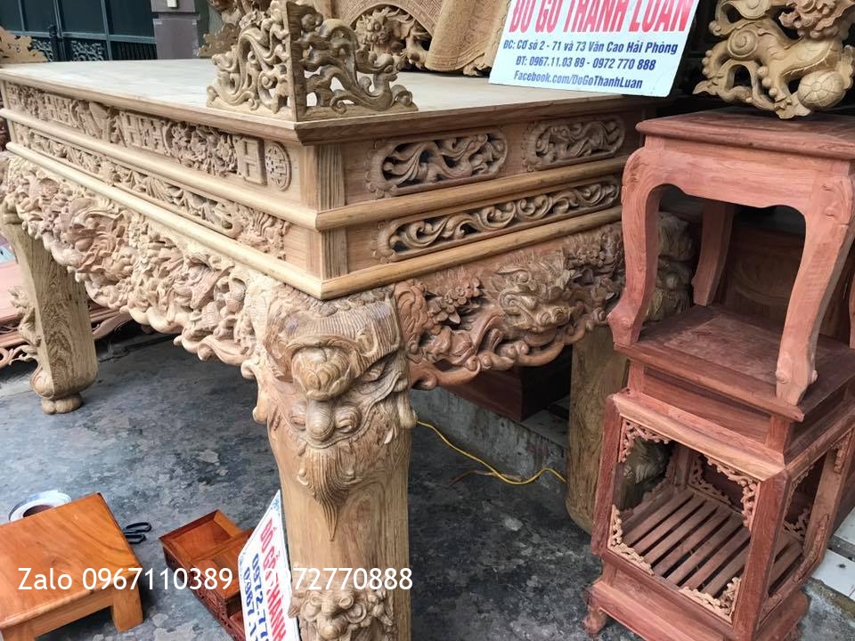 Sập Thờ Gỗ Gụ Tứ Linh Hoá Mai:.