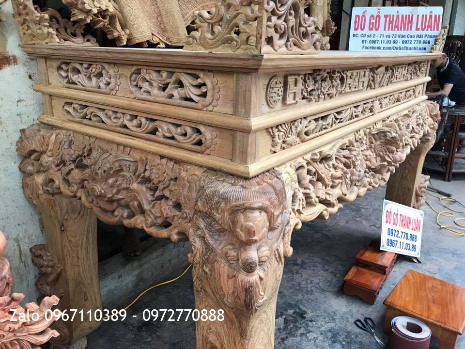 Sập Thờ Gỗ Gụ Tứ Linh Hoá Mai: