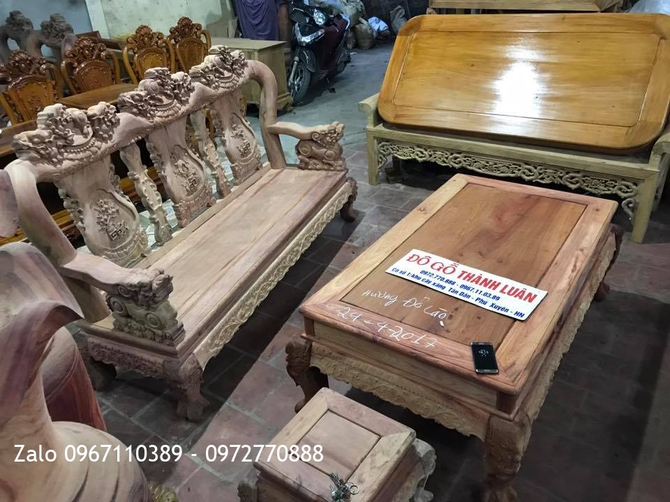 Bộ Minh Quốc Nghê Gỗ Hương Đỏ Lào C12.6Món