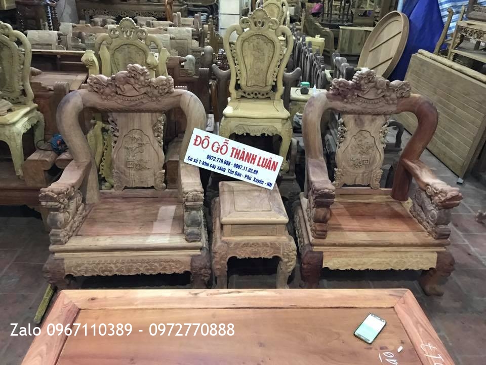 Bộ Minh Quốc Nghê Gỗ Hương Đỏ Lào C12.6Món: