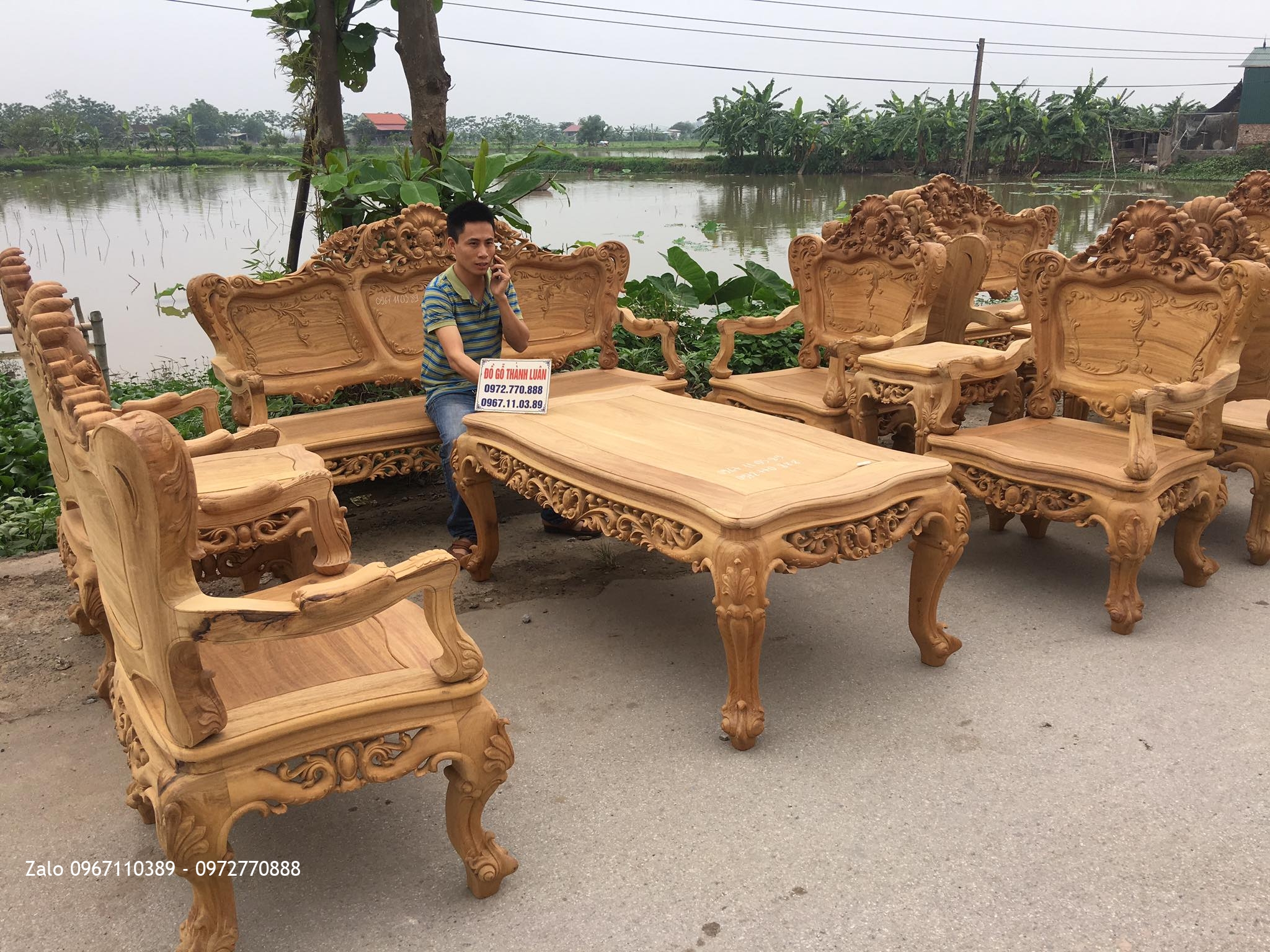 2 Bộ Bàn Ghế Lu-i Đại Gỗ Gụ Ta Quảng Bình Siêu Víp1