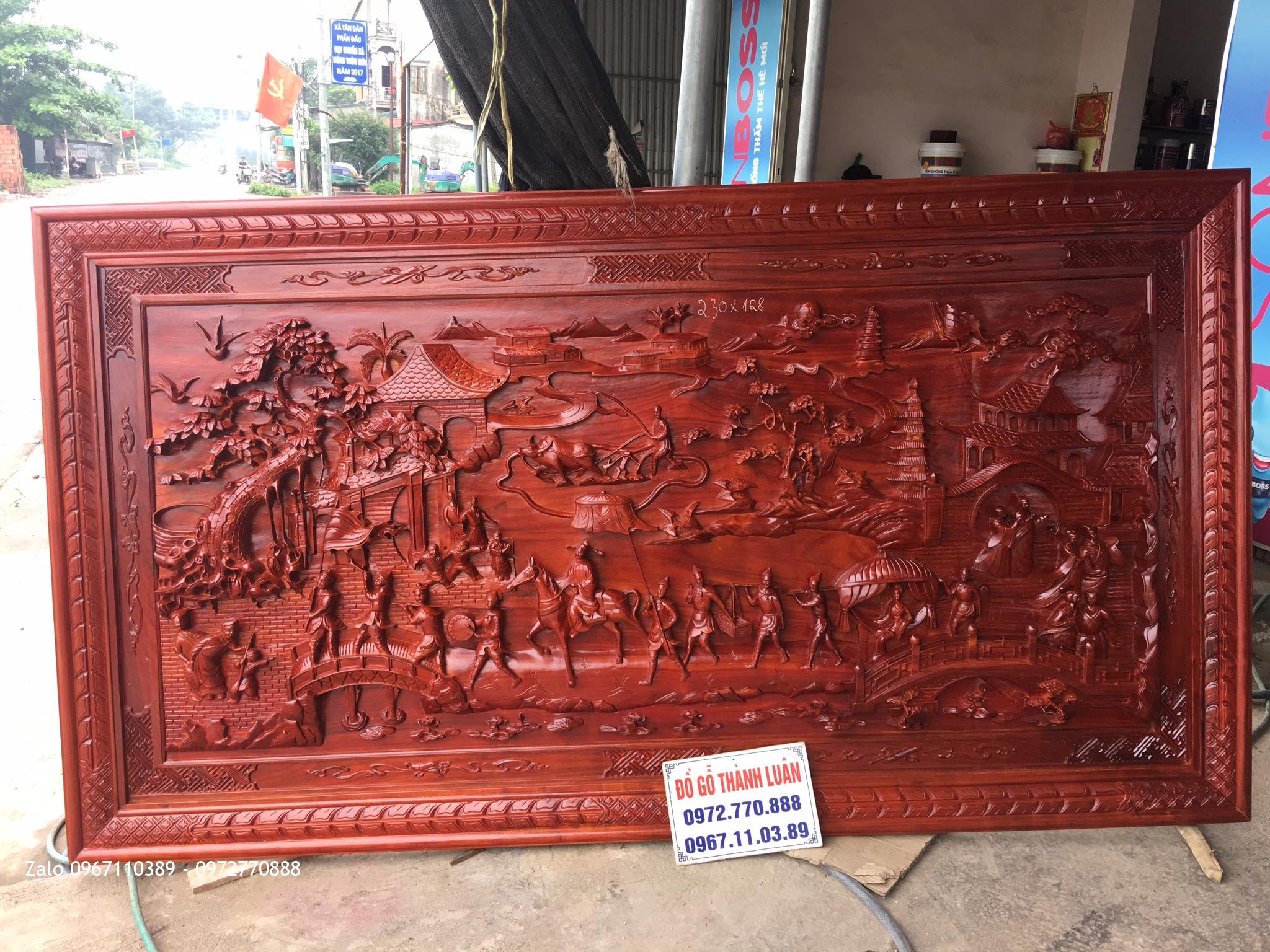 Tranh Vinh Quy Bái Tổ Gỗ Hương Nam Phi.2m30-1m28. Khách Sóc Sơn HN@.