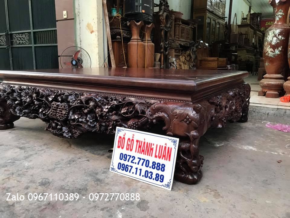 Sập Thập Điểu Quần Mai Và Bàn Ghế Ăn Gỗ Gụ. Chú Khải Quảng Ninh