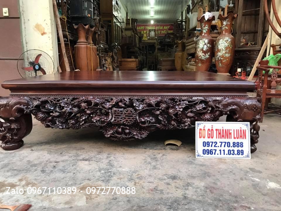 Sập Thập Điểu Quần Mai Và Bàn Ghế Ăn Gỗ Gụ. Chú Khải Quảng Ninh.