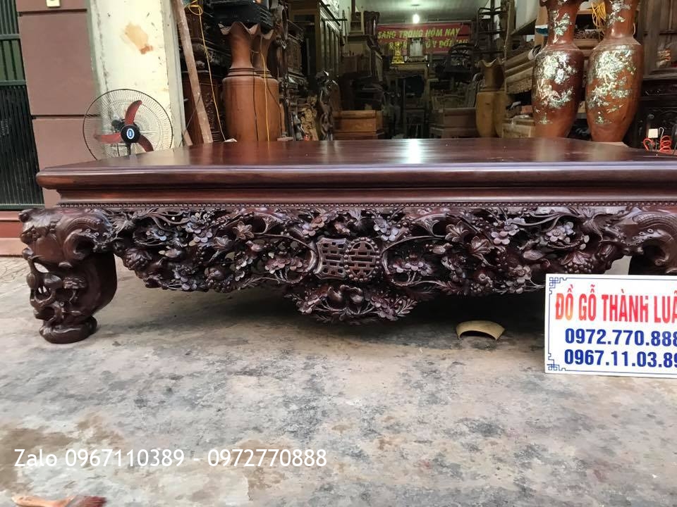 Sập Thập Điểu Quần Mai Và Bàn Ghế Ăn Gỗ Gụ. Chú Khải Quảng Ninh.