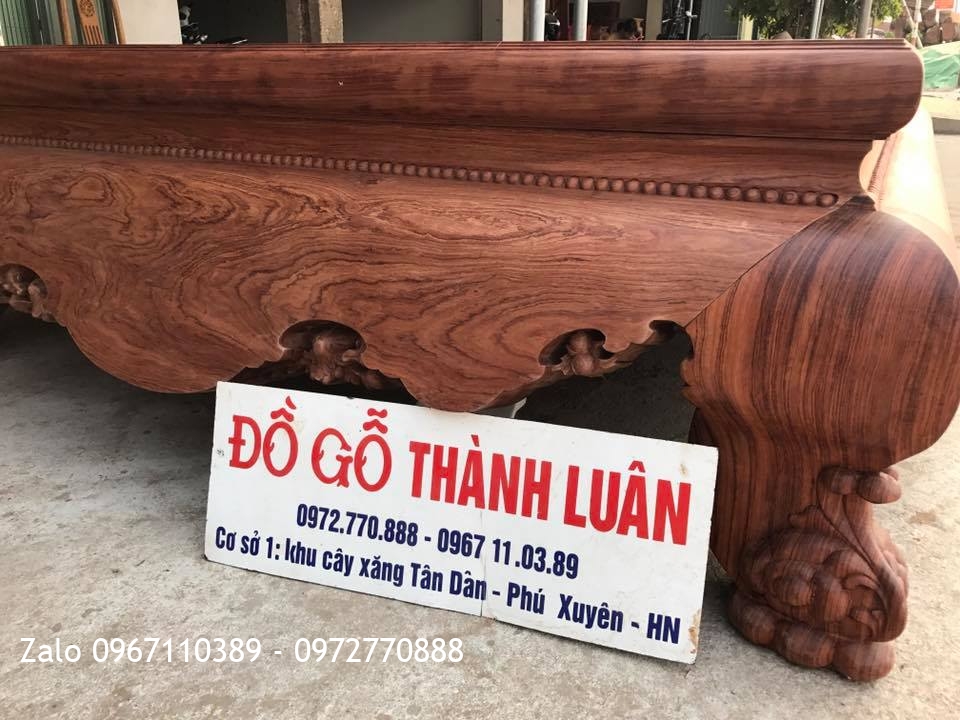 Sập Cẩm Lai 1 Lá Vân Đặc Sắc Tứ Diện,